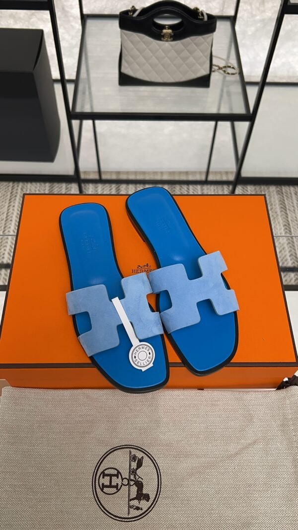 hermes oran sandlas bleu cameo
