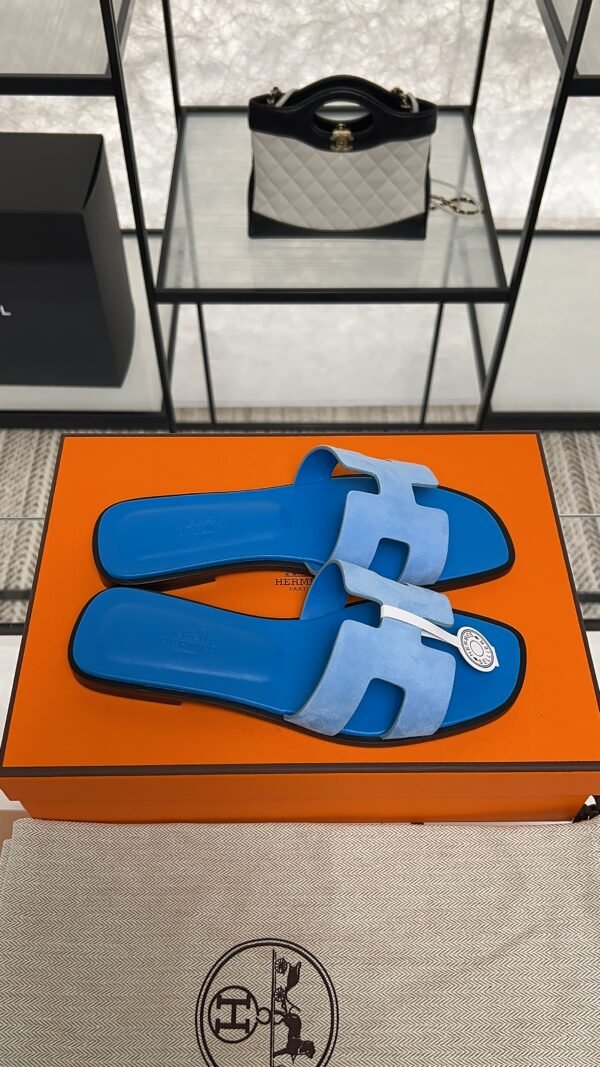 hermes oran sandlas bleu cameo