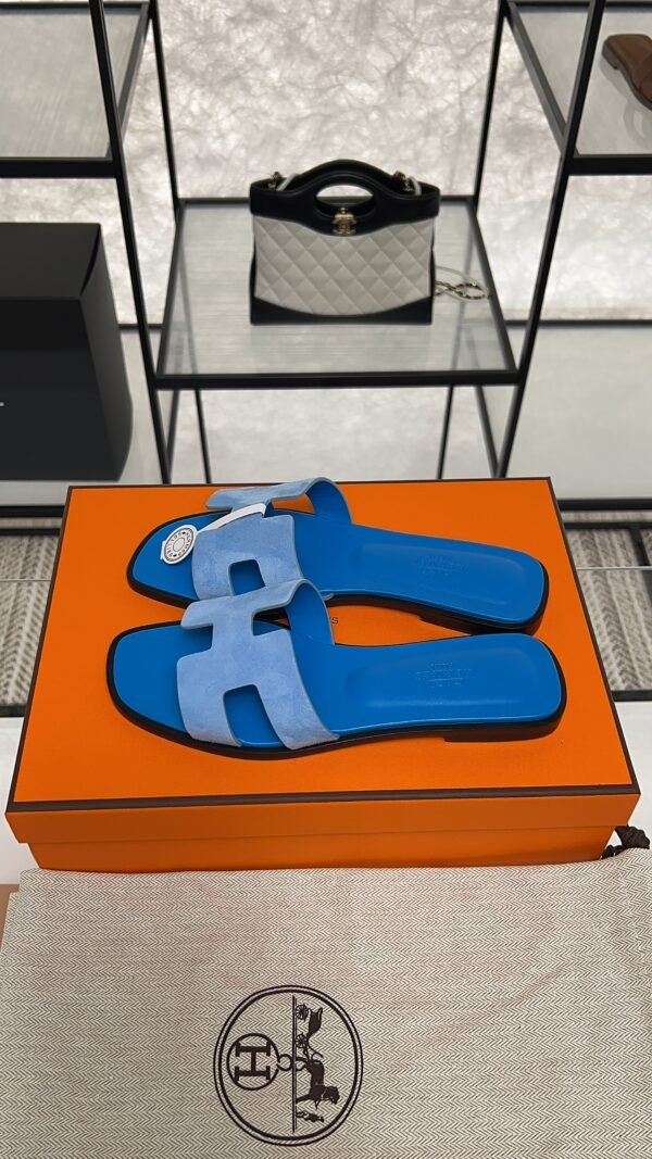 hermes oran sandlas bleu cameo