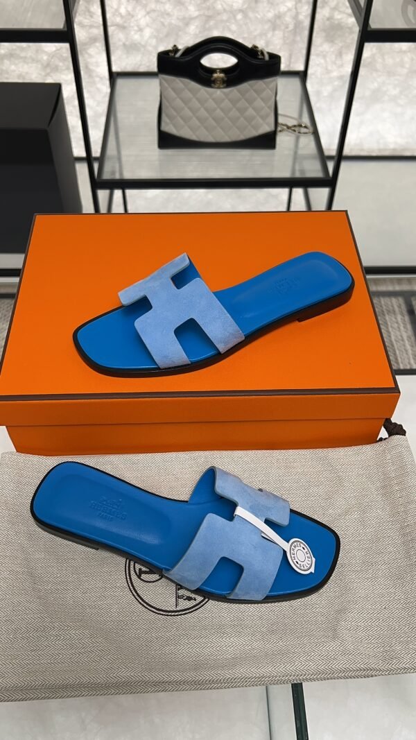hermes oran sandlas bleu cameo