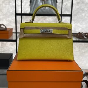 2025_09_04_15_31_IMG_6574 Hermès Mini Kelly 20 Jaune de Naples/Beton Chevre With Silver Hardware