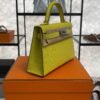 Hermès Mini Kelly 20 Jaune de Naples/Beton Chevre With Silver Hardware