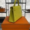 Hermès Mini Kelly 20 Jaune de Naples/Beton Chevre With Silver Hardware