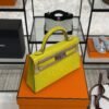 Hermès Mini Kelly 20 Jaune de Naples/Beton Chevre With Silver Hardware