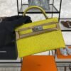 Hermès Mini Kelly 20 Jaune de Naples/Beton Chevre With Silver Hardware