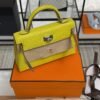 Hermès Mini Kelly 20 Jaune de Naples/Beton Chevre With Silver Hardware