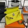 Hermès Mini Kelly 20 Jaune de Naples/Beton Chevre With Silver Hardware