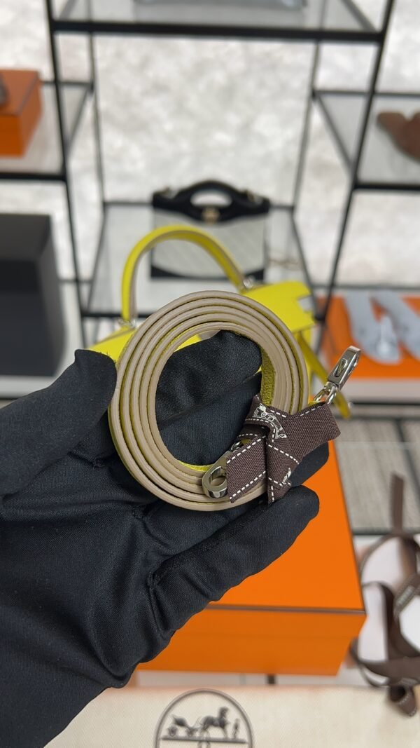Hermès Mini Kelly 20 Jaune de Naples/Beton Chevre With Silver Hardware