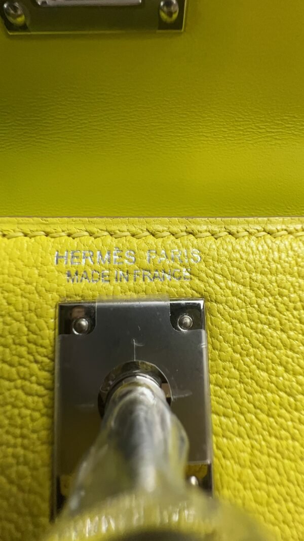 Hermès Mini Kelly 20 Jaune de Naples/Beton Chevre With Silver Hardware