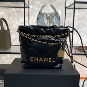2025_09_06_15_58_IMG_6677 CHANEL 22 Mini Handbag Shiny Calfskin & Gold-Tone Metal Black
