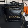 CHANEL 22 Mini Handbag Shiny Calfskin & Gold-Tone Metal Black
