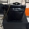 CHANEL 22 Mini Handbag Shiny Calfskin & Gold-Tone Metal Black