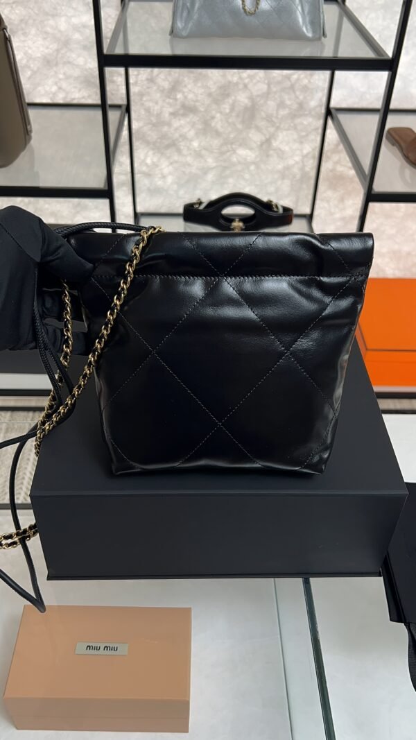 CHANEL 22 Mini Handbag Shiny Calfskin & Gold-Tone Metal Black