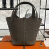 Hermes Etoupe Taurillon Clemence Leather Picotin Lock 22 Bag