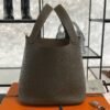 Hermes Etoupe Taurillon Clemence Leather Picotin Lock 22 Bag
