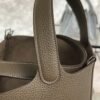 Hermes Etoupe Taurillon Clemence Leather Picotin Lock 22 Bag