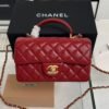 Chanel Lambskin Quilted Mini Top Handle Rectangular Flap Rose