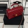 Chanel Lambskin Quilted Mini Top Handle Rectangular Flap Rose