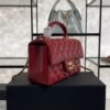Chanel Lambskin Quilted Mini Top Handle Rectangular Flap Rose