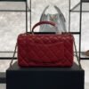 Chanel Lambskin Quilted Mini Top Handle Rectangular Flap Rose