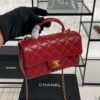 Chanel Lambskin Quilted Mini Top Handle Rectangular Flap Rose