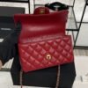 Chanel Lambskin Quilted Mini Top Handle Rectangular Flap Rose