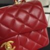 Chanel Lambskin Quilted Mini Top Handle Rectangular Flap Rose