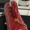 Chanel Lambskin Quilted Mini Top Handle Rectangular Flap Rose