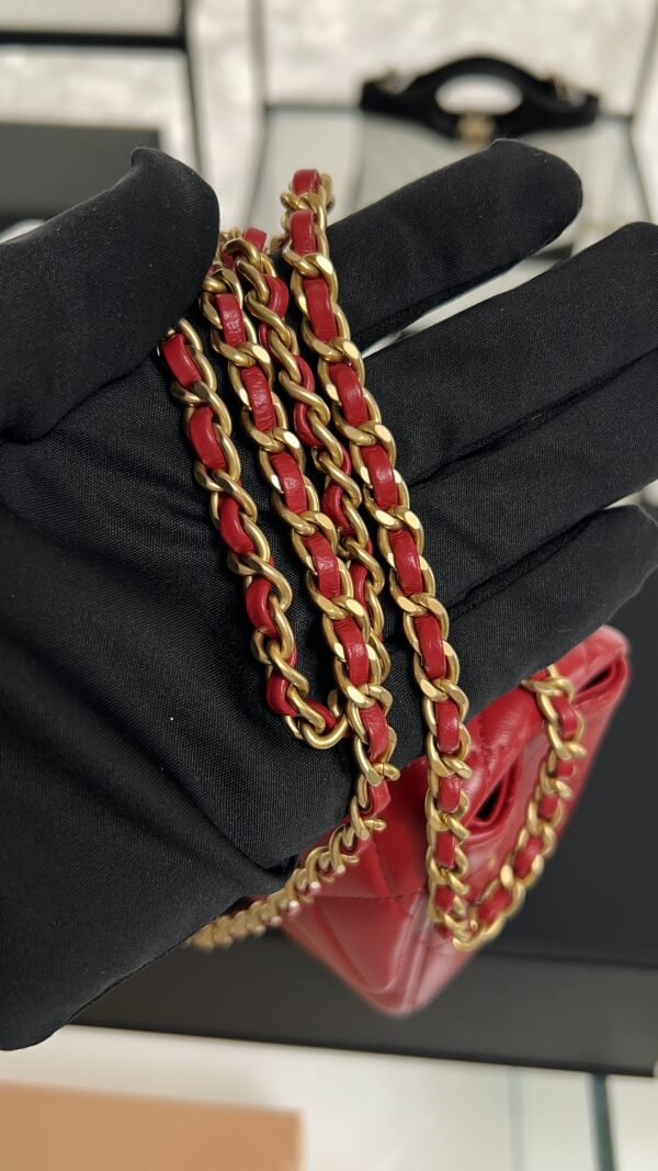 Chanel Lambskin Quilted Mini Top Handle Rectangular Flap Rose