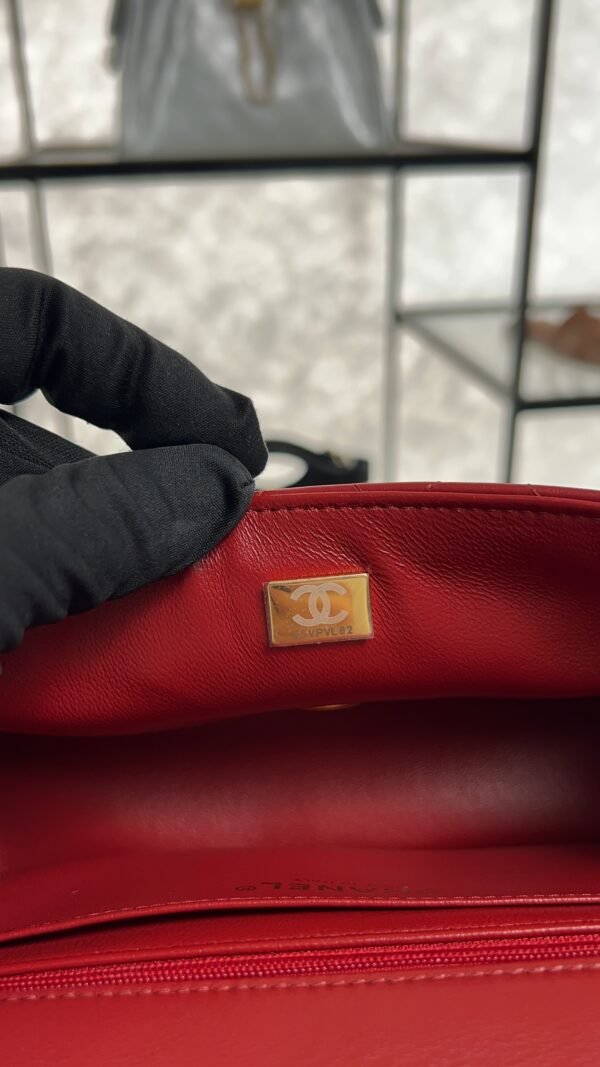 Chanel Lambskin Quilted Mini Top Handle Rectangular Flap Rose