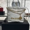 CHANEL 22 Mini Handbag Shiny Calfskin & Gold-Tone Metal White