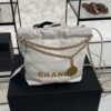 CHANEL 22 Mini Handbag Shiny Calfskin & Gold-Tone Metal White