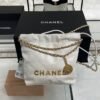 CHANEL 22 Mini Handbag Shiny Calfskin & Gold-Tone Metal White
