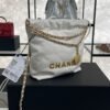 CHANEL 22 Mini Handbag Shiny Calfskin & Gold-Tone Metal White