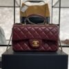 Chanel Lambskin Quilted Mini Top Handle Rectangular Flap Burgundy