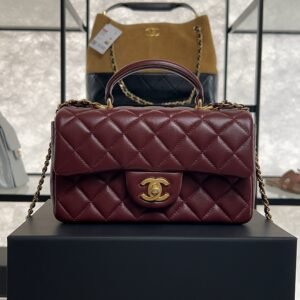 2025_09_14_13_17_IMG_7066 Chanel Lambskin Quilted Mini Top Handle Rectangular Flap Burgundy