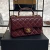 Chanel Lambskin Quilted Mini Top Handle Rectangular Flap Burgundy