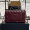 Chanel Lambskin Quilted Mini Top Handle Rectangular Flap Burgundy