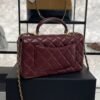 Chanel Lambskin Quilted Mini Top Handle Rectangular Flap Burgundy