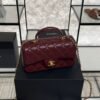 Chanel Lambskin Quilted Mini Top Handle Rectangular Flap Burgundy