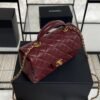 Chanel Lambskin Quilted Mini Top Handle Rectangular Flap Burgundy