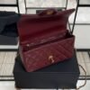 Chanel Lambskin Quilted Mini Top Handle Rectangular Flap Burgundy
