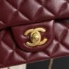Chanel Lambskin Quilted Mini Top Handle Rectangular Flap Burgundy