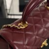 Chanel Lambskin Quilted Mini Top Handle Rectangular Flap Burgundy