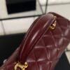 Chanel Lambskin Quilted Mini Top Handle Rectangular Flap Burgundy