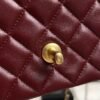 Chanel Lambskin Quilted Mini Top Handle Rectangular Flap Burgundy