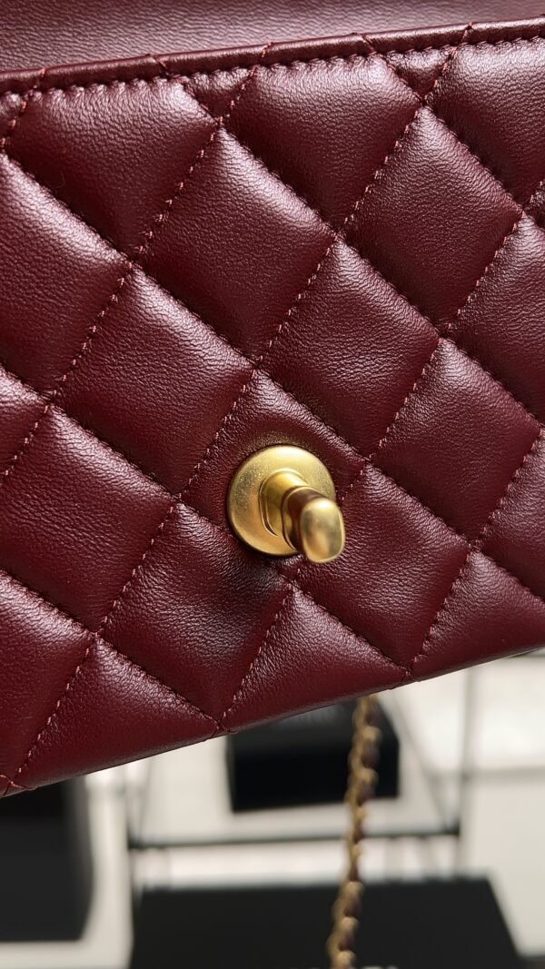 Chanel Lambskin Quilted Mini Top Handle Rectangular Flap Burgundy