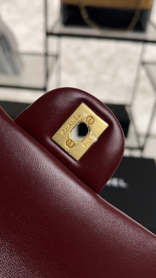 Chanel Lambskin Quilted Mini Top Handle Rectangular Flap Burgundy