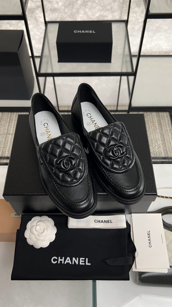 Chanel Lambskin Quilted CC Turnlock Loafers Black