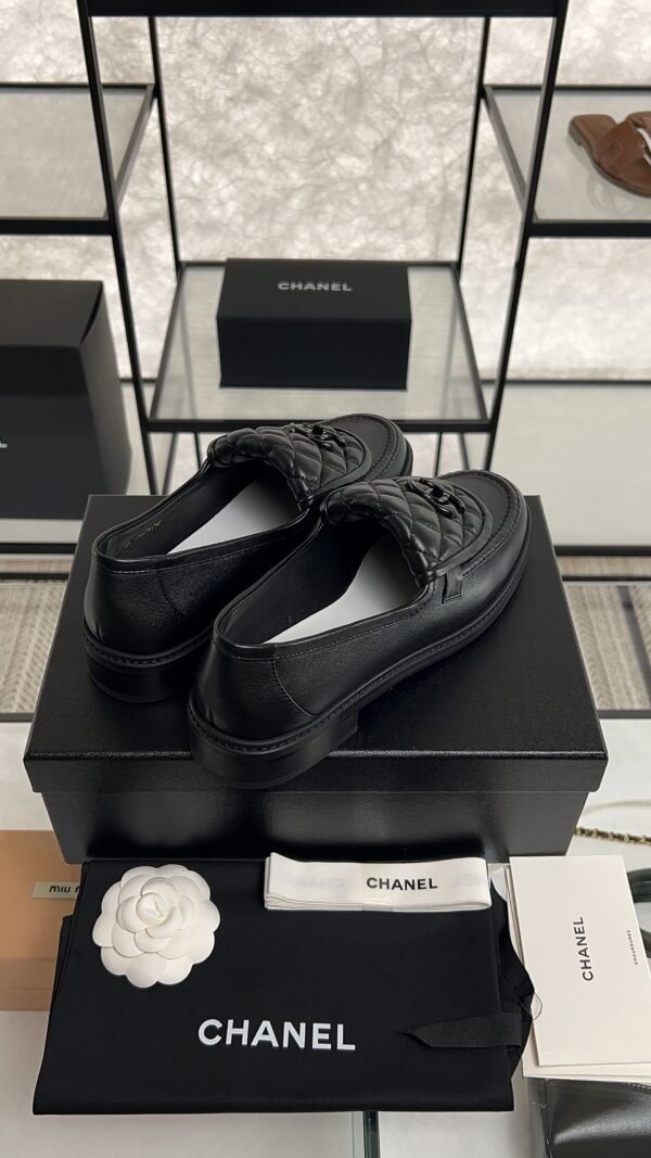 Chanel Lambskin Quilted CC Turnlock Loafers Black
